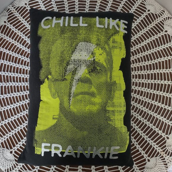 Rag Frog Revival Throw pillow COVER ONLY made from Upcycled T-shirt size 11"x14" - Picture 1 of 4